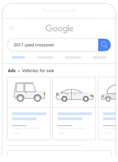 Example of a Google vehicle listing ad on mobile search results