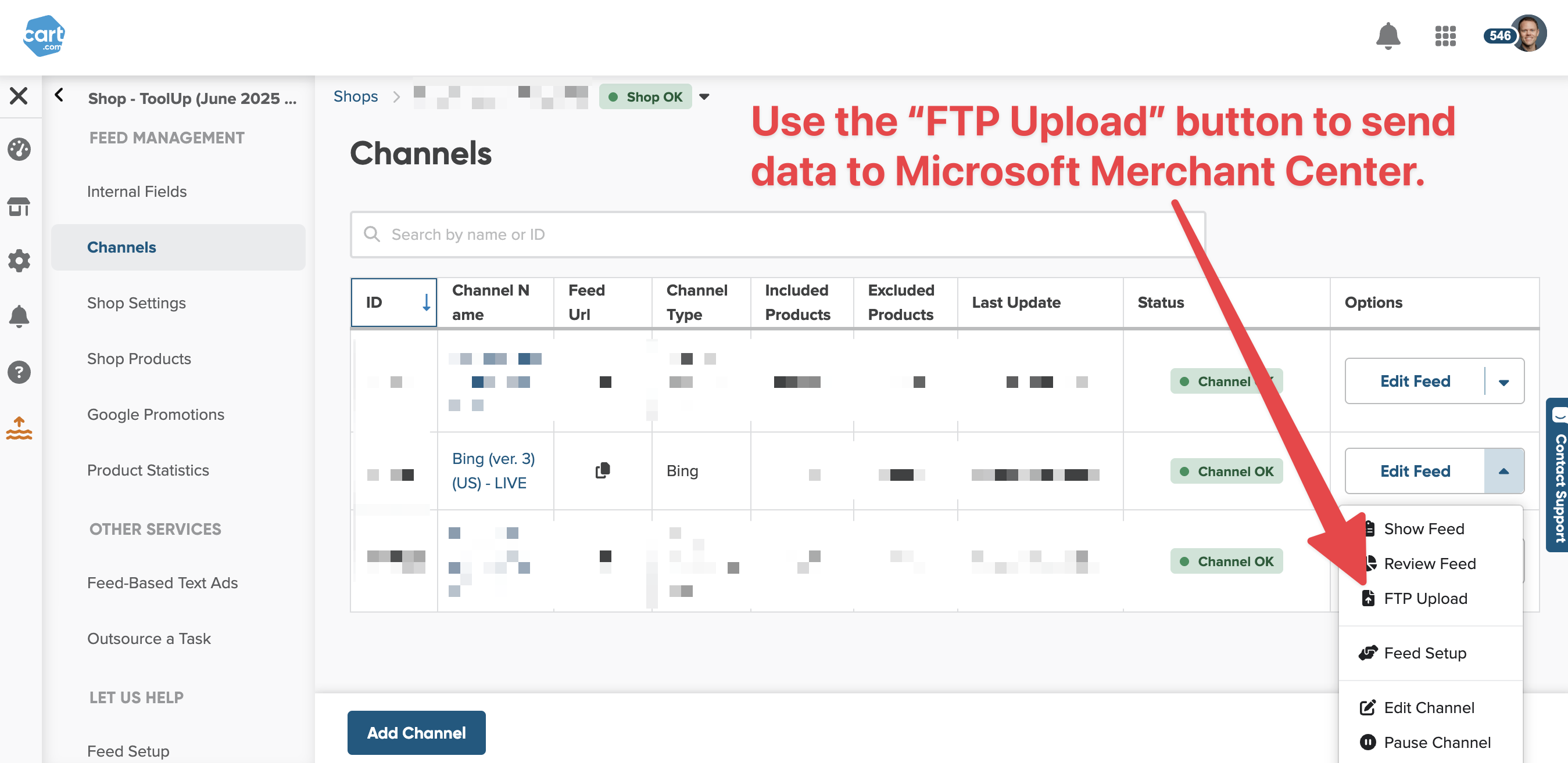 DataFeedWatch FTP upload button